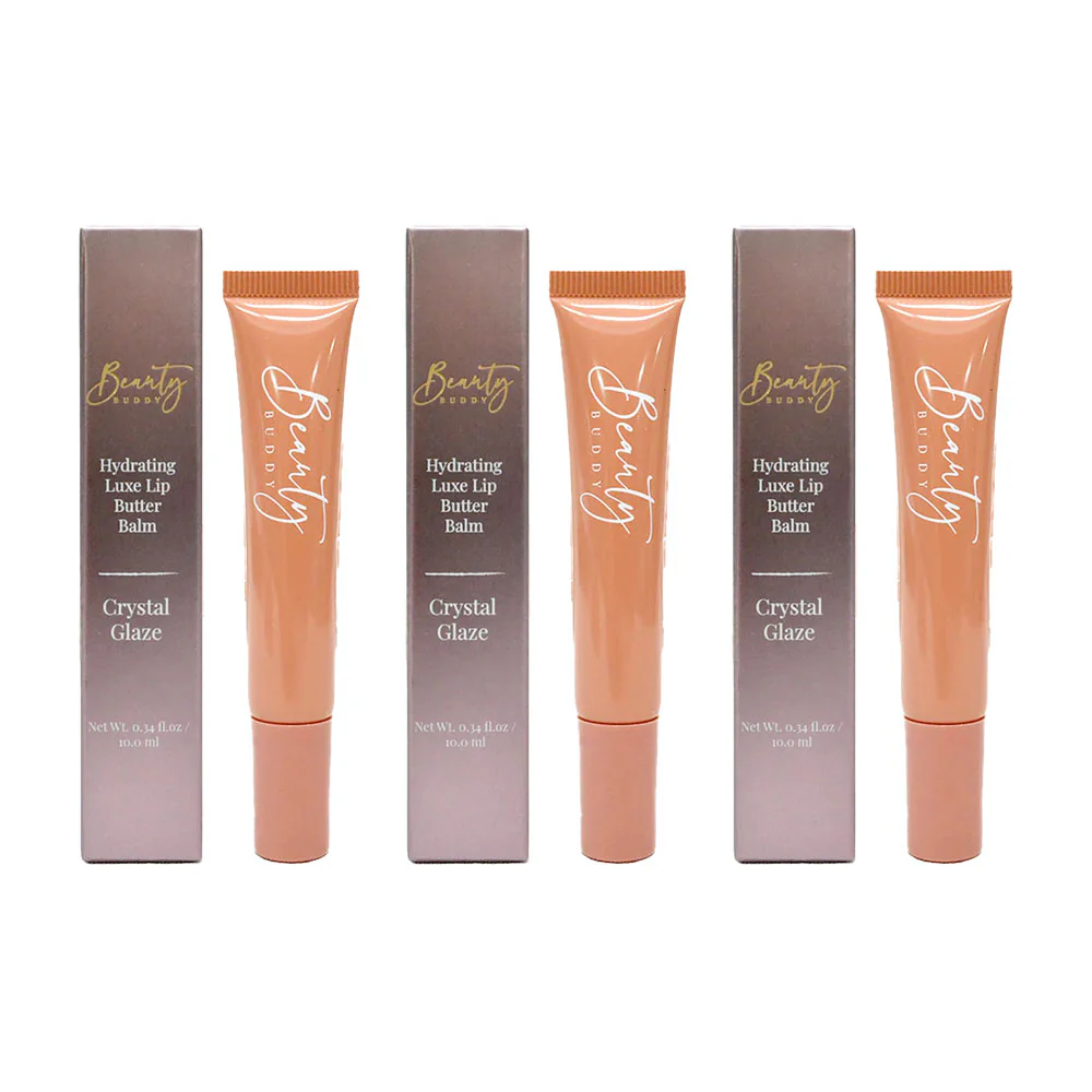 3x Beauty Buddy Hydrating Luxe Lip Butter Balm Crystal Glaze 10ml