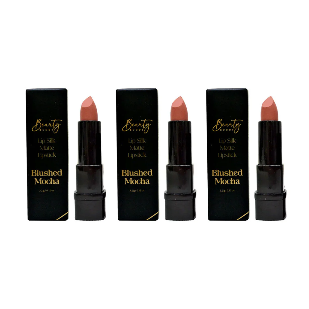 3x Beauty Buddy Lip Silk Matte Lipstick Blushed Mocha 3.2g