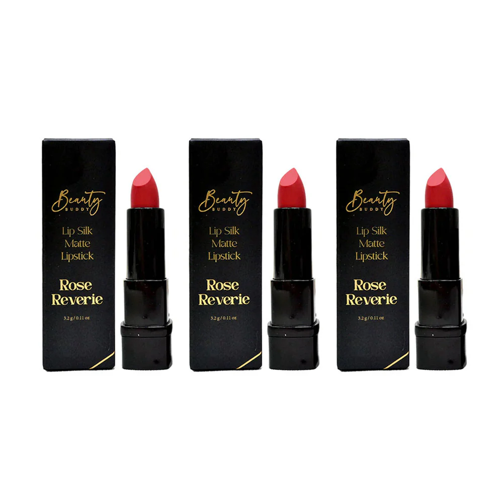 3x Beauty Buddy Lip Silk Matte Lipstick Rose Reverie 3.2g