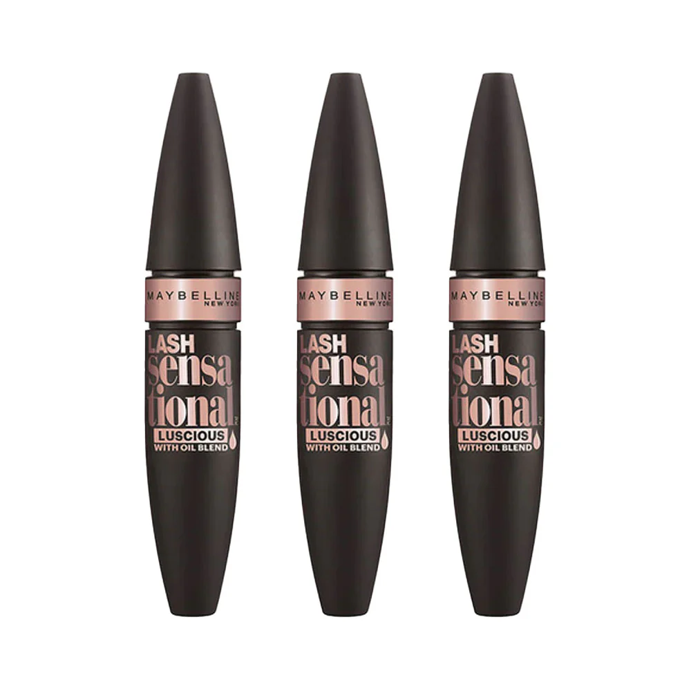 3x Maybelline Lash Sensational Luscious Mascara 07 Very Black 9.5ml