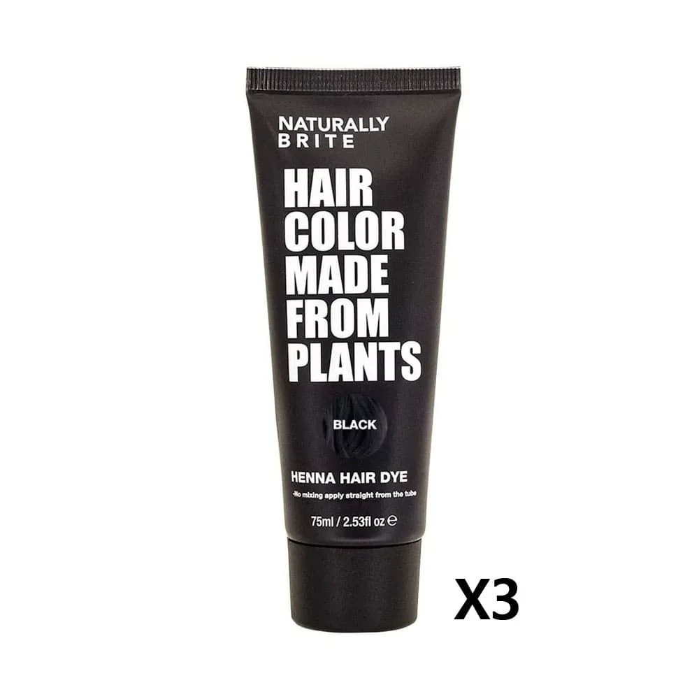 3x Naturally Brite Henna Hair Dye Black 75ml - Image 2