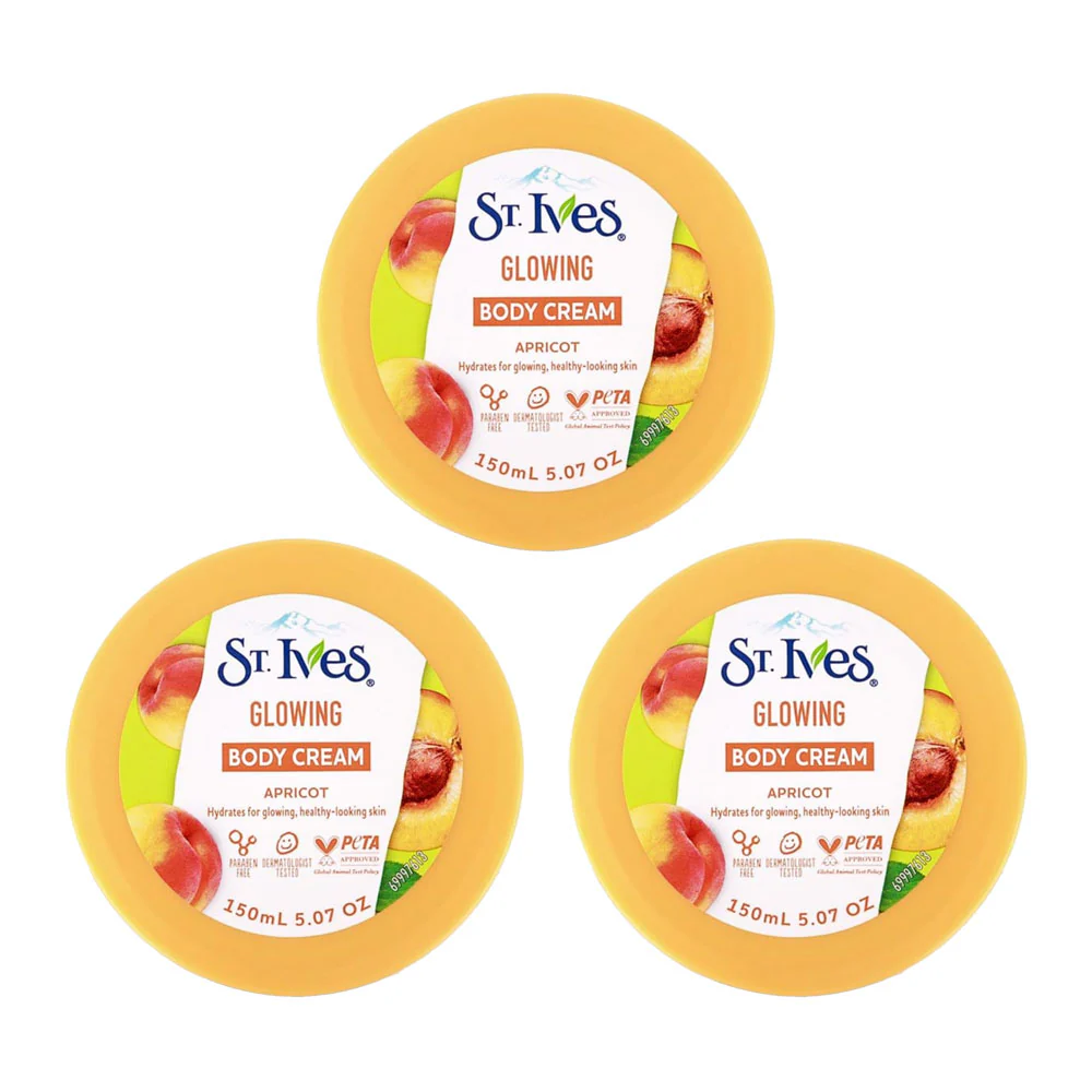 3x St Ives Body Cream Glowing Apricot 150ml