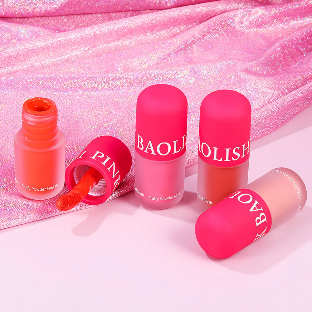 Baolishi Pink Fluffy Powder Mud Blush Shade 4 - Image 3
