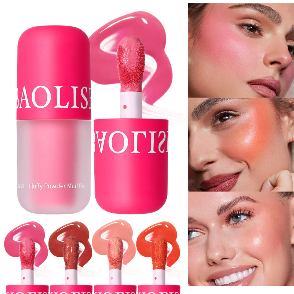 Baolishi Pink Fluffy Powder Mud Blush Shade 4 - Image 4