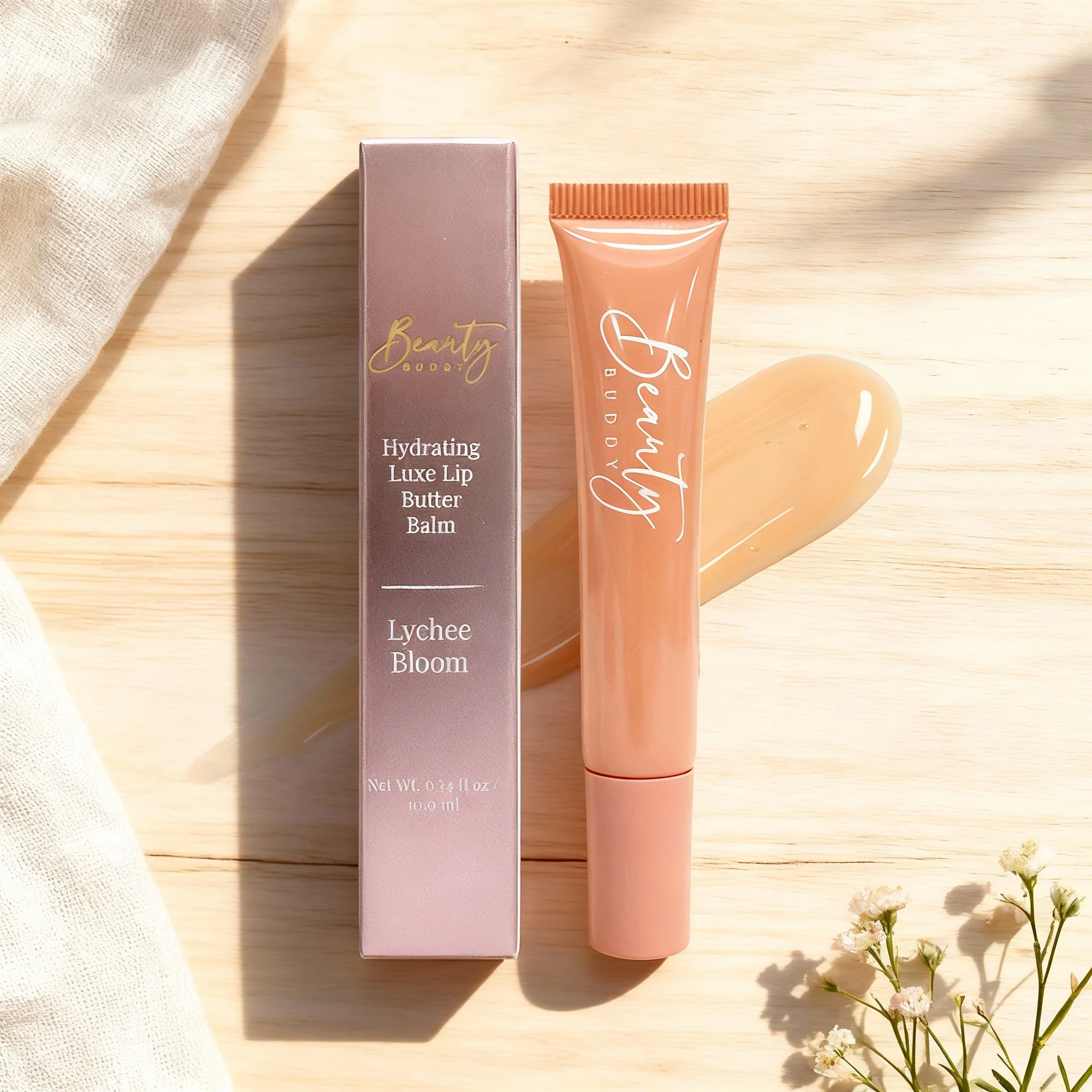 Beauty Buddy Hydrating Luxe Lip Butter Balm Lychee Bloom 10ml - Image 2