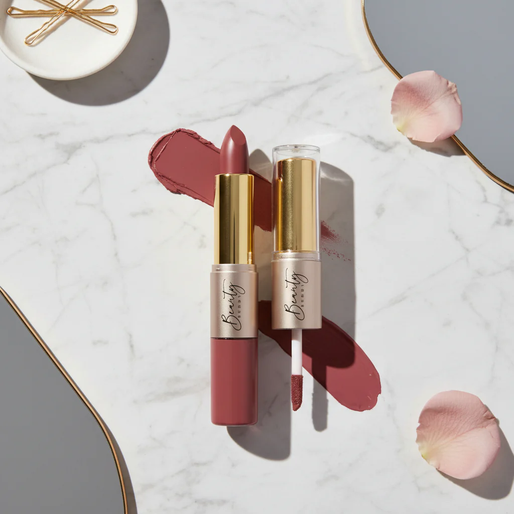 Beauty Buddy Velvet Gold 2-in-1 Matte Lipstick & Liquid Lipstick 01 Rose Silk - Image 2