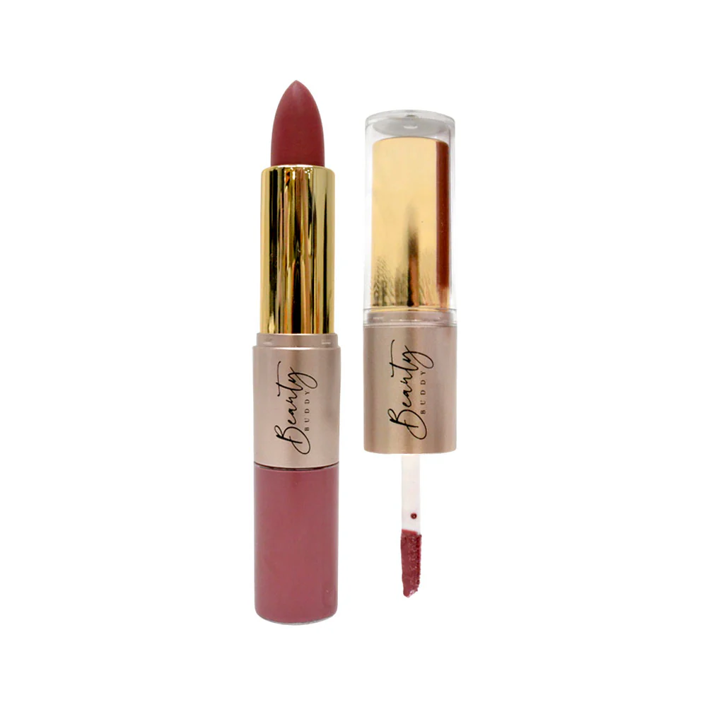 Beauty Buddy Velvet Gold 2-in-1 Matte Lipstick & Liquid Lipstick 01 Rose Silk - Image 4