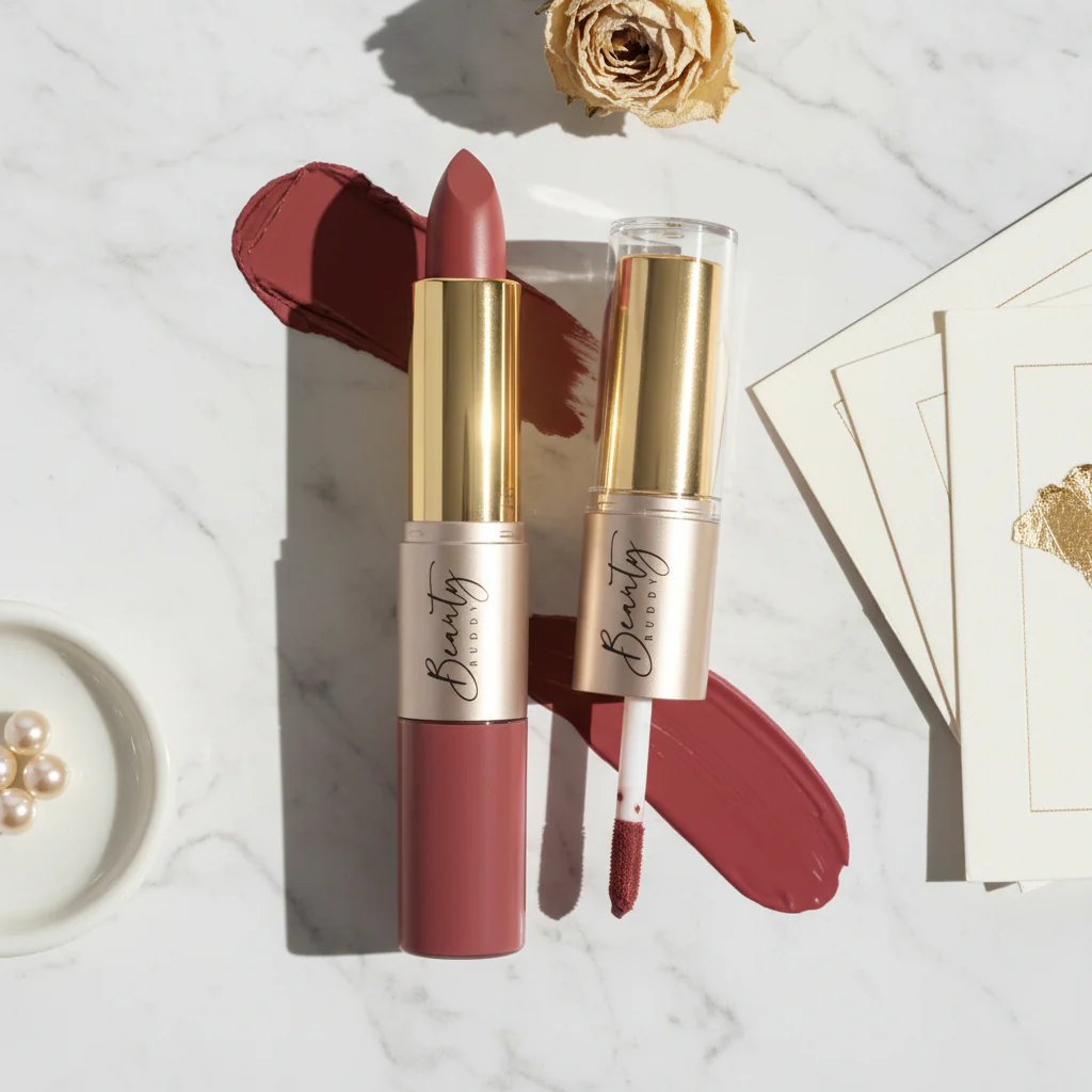 Beauty Buddy Velvet Gold 2-in-1 Matte Lipstick & Liquid Lipstick 02 Velvet Crush - Image 2