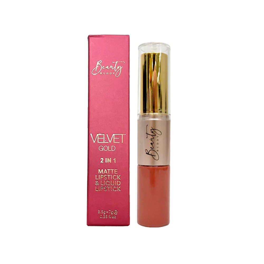 Beauty Buddy Velvet Gold 2-in-1 Matte Lipstick & Liquid Lipstick 02 Velvet Crush - Image 5