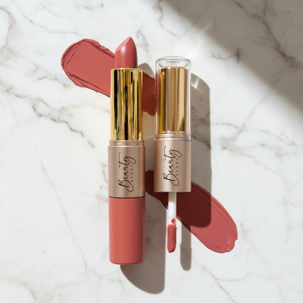 Beauty Buddy Velvet Gold 2-in-1 Matte Lipstick & Liquid Lipstick 03 Nude Muse - Image 2