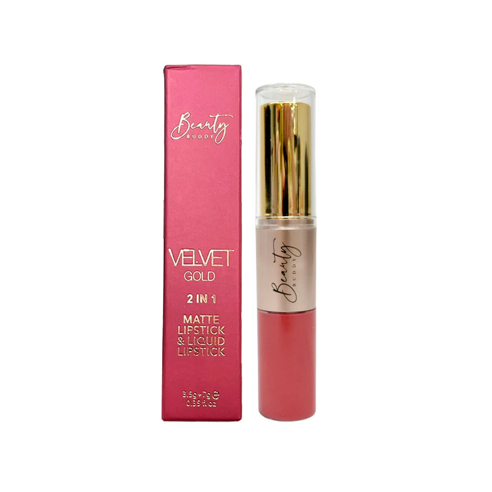 Beauty Buddy Velvet Gold 2-in-1 Matte Lipstick & Liquid Lipstick 03 Nude Muse - Image 5