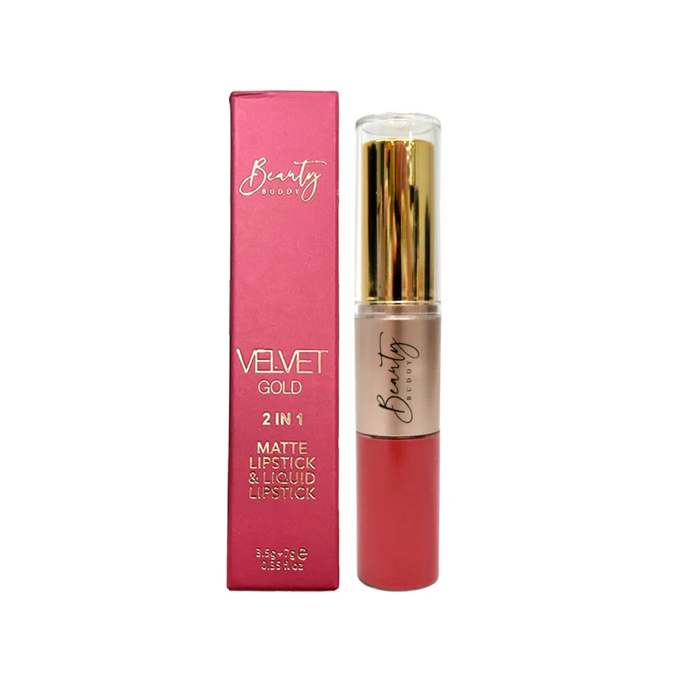 Beauty Buddy Velvet Gold 2-in-1 Matte Lipstick & Liquid Lipstick 04 Blush Aura - Image 5