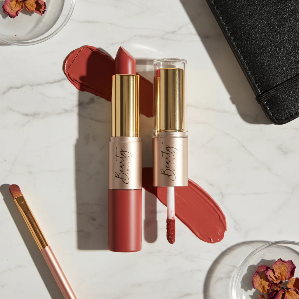 Beauty Buddy Velvet Gold 2-in-1 Matte Lipstick & Liquid Lipstick 06 Golden Hour - Image 2
