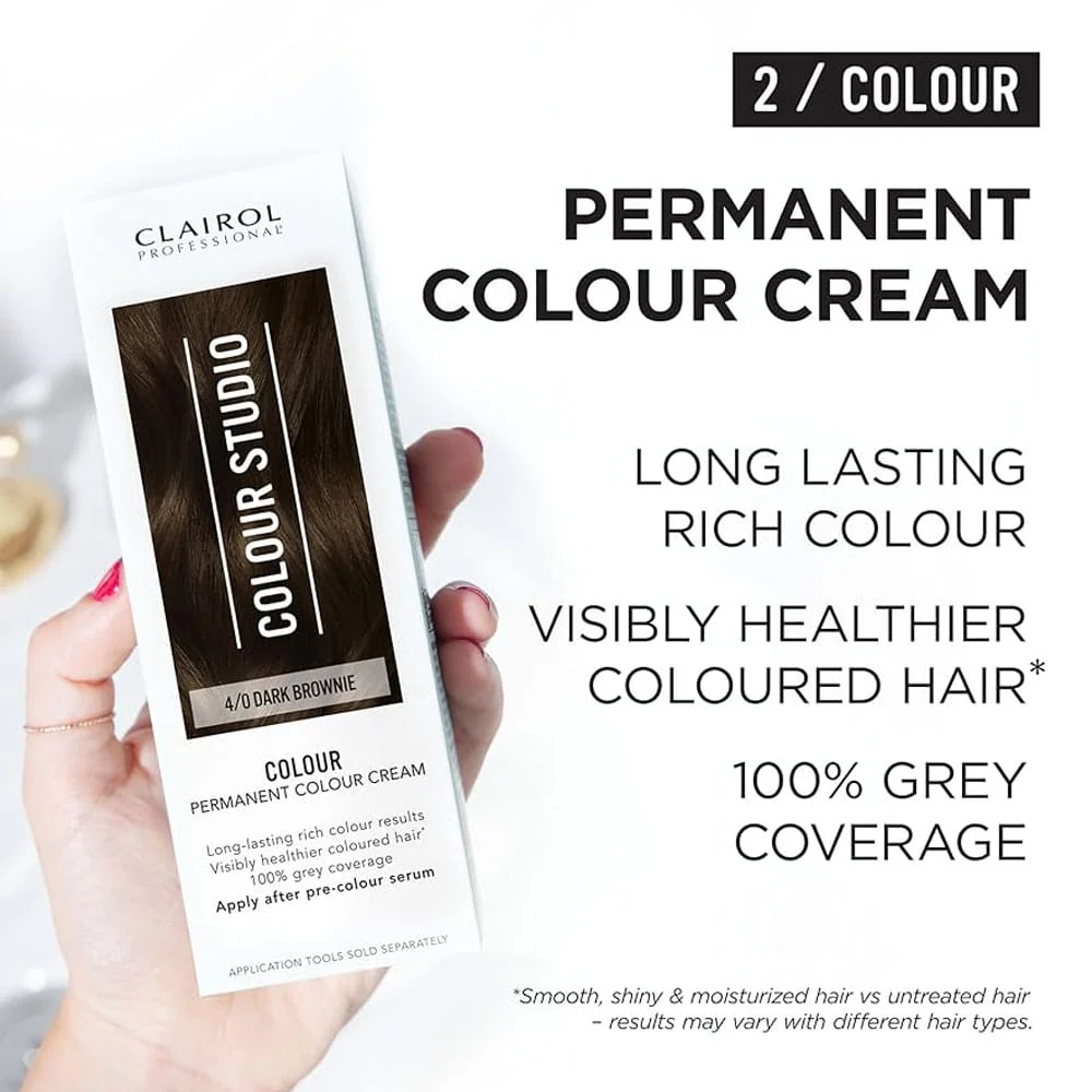 Clairol Professional Permanent Hair Cream Colour Studio 4/0 Dark Brownie - Image 2