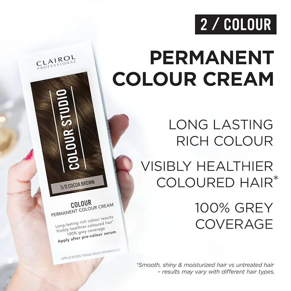 Clairol Professional Permanent Hair Cream Colour Studio 5/0 Cocoa Brown - Image 3