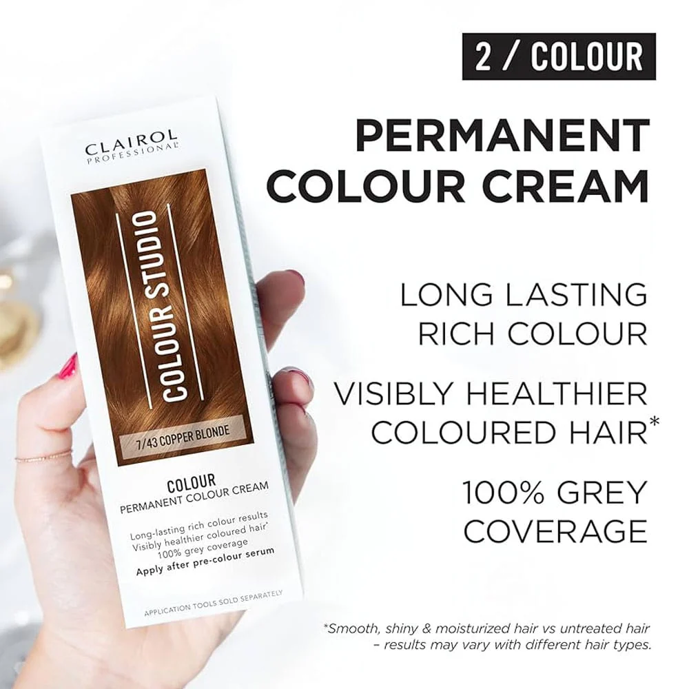 Clairol Professional Permanent Hair Cream Colour Studio 7/43 Copper Blonde - Image 3