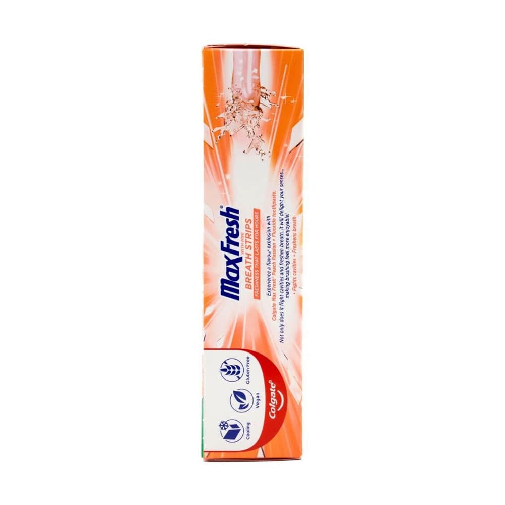 Colgate Fluoride Toothpaste Max Fresh With Mini Breath Strips Peach Passion 100g - Image 4