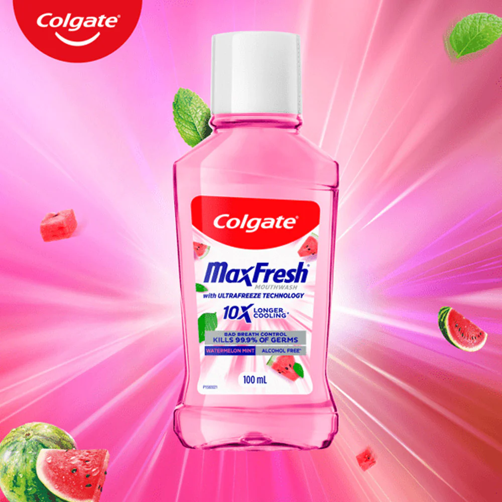 Colgate Mouth Wash Max Fresh 10X Longer Cooling Alcohol Free Watermelon Mint 100ml - Image 3