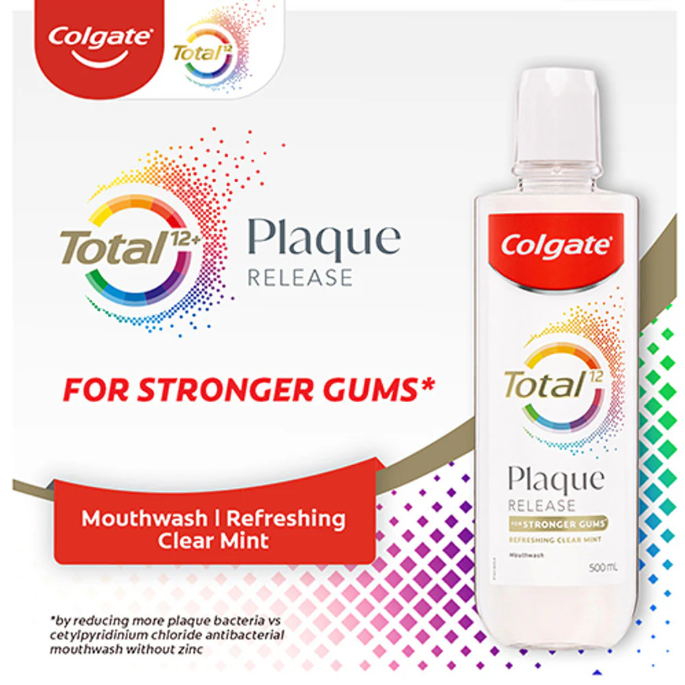 Colgate Total 12 Mouthwash Plaque Release Refreshing Clear Mint 500ml - Image 3