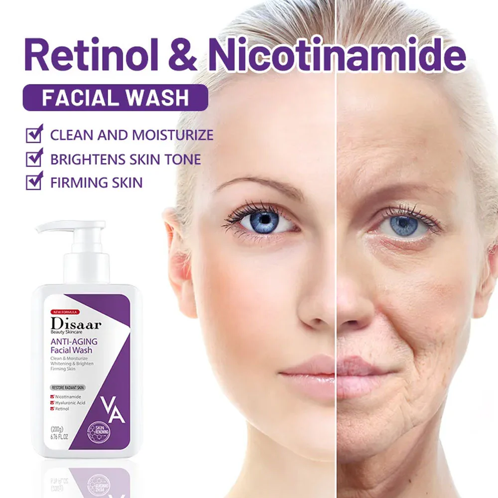 Disaar Anti Aging Retinol, Hyaluronic Acid & Nicotinamide Facial Wash 200g - Image 2