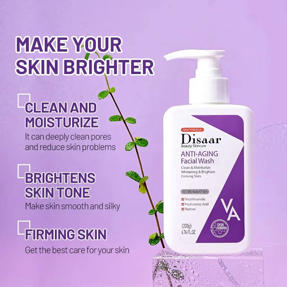 Disaar Anti Aging Retinol, Hyaluronic Acid & Nicotinamide Facial Wash 200g - Image 3