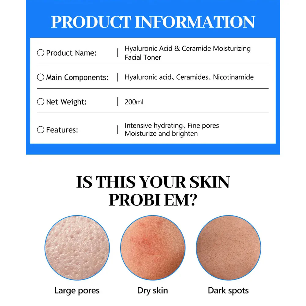 Disaar Moisturizing Hyaluronic Acid, Ceramide & Nicotinamide Facial Toner 200ml - Image 3