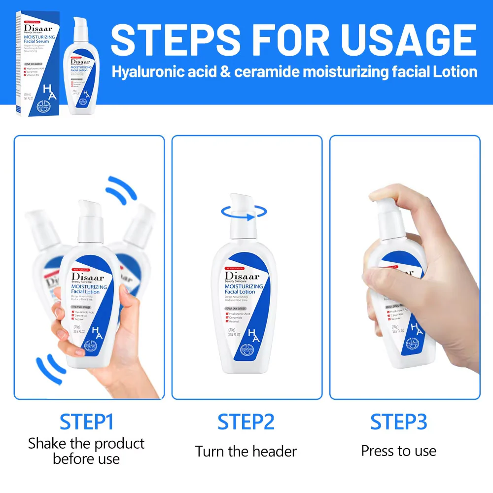 Disaar Moisturizing Hyaluronic Acid, Ceramide & Retinol Facial Lotion 90g - Image 2