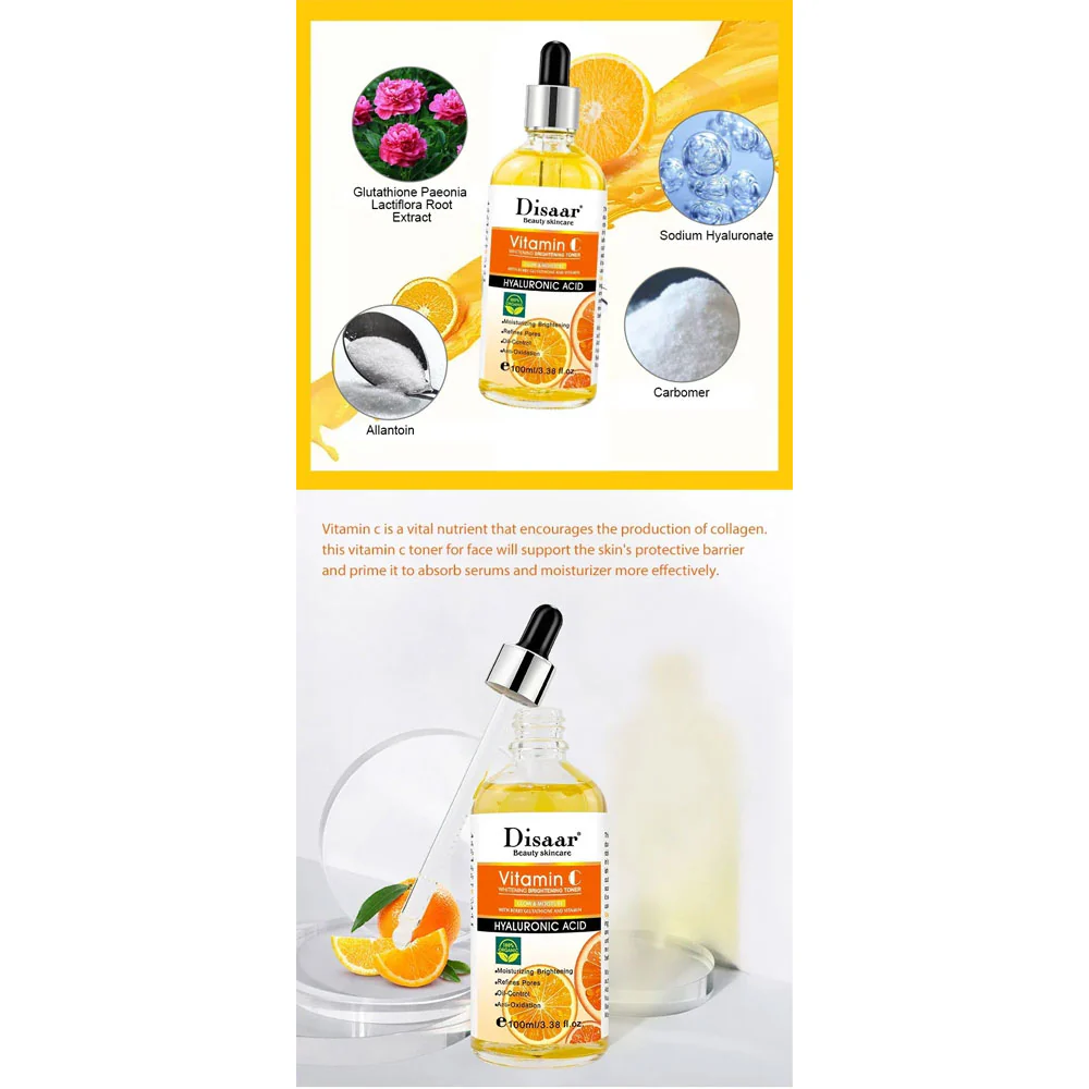 Disaar Vitamin C Whitening Brightening Toner Hyaluronic Acid 100ml - Image 2