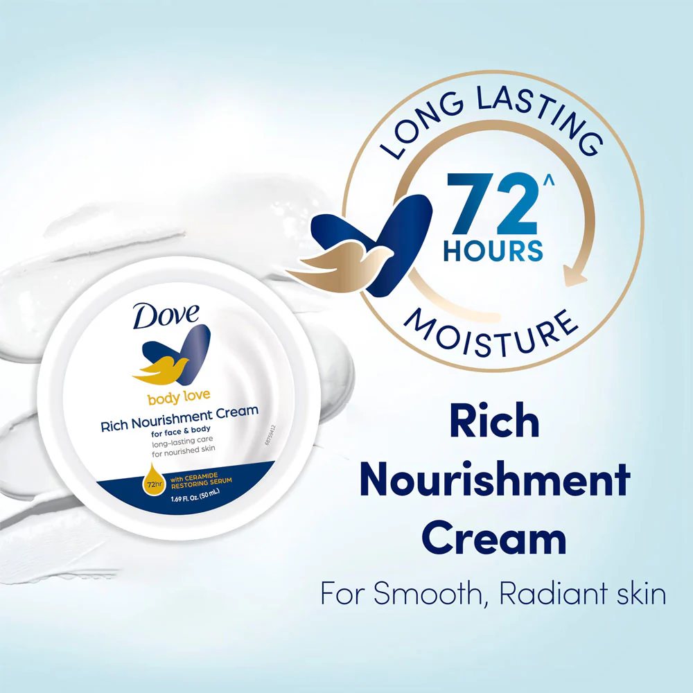 Dove Rich Nourishment Cream Body Love For Face & Body 75ml - Image 3