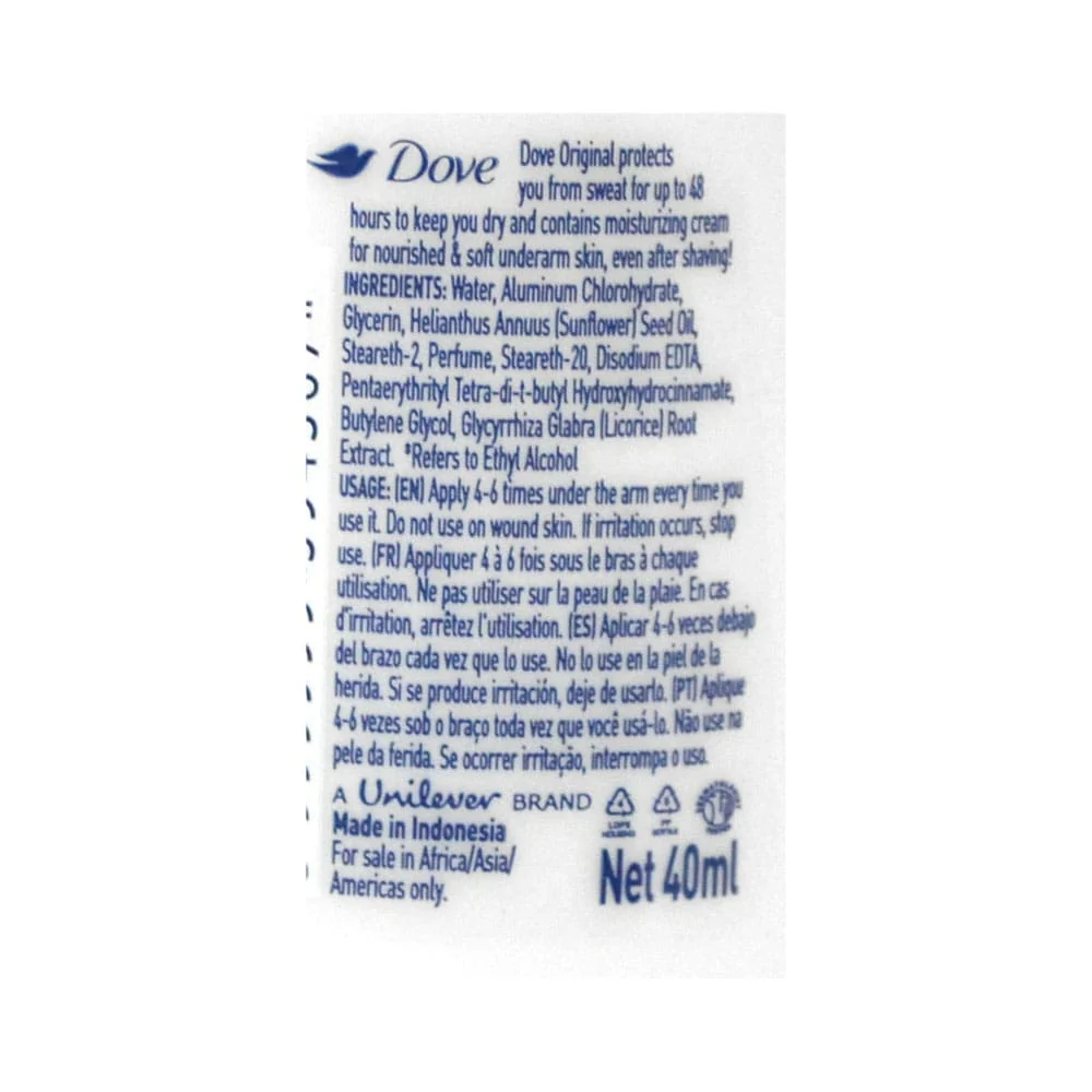 Dove Roll On Deodorant Original 40ml - Image 2