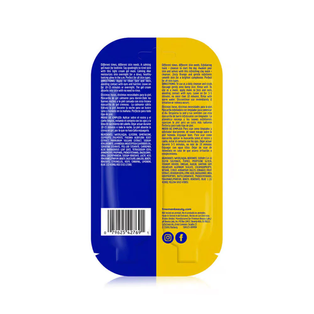 Freeman Calming Gel Mask Day Purifying Mask+ Cleanser Night Calming Gel Mask 7ml - Image 2