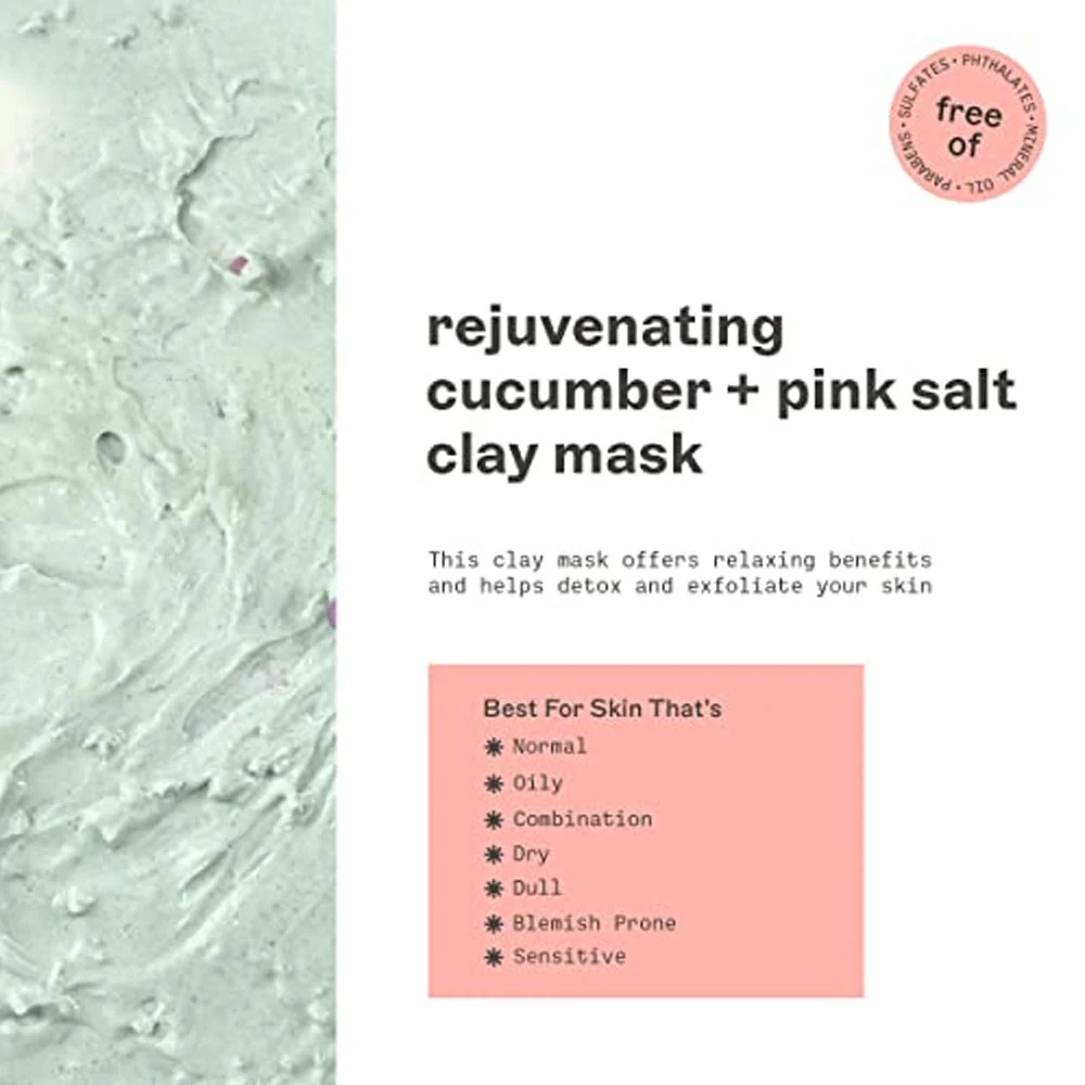 Freeman Clay Mask Rejuvenating Cucumber + Pink Salt 15ml - Image 2