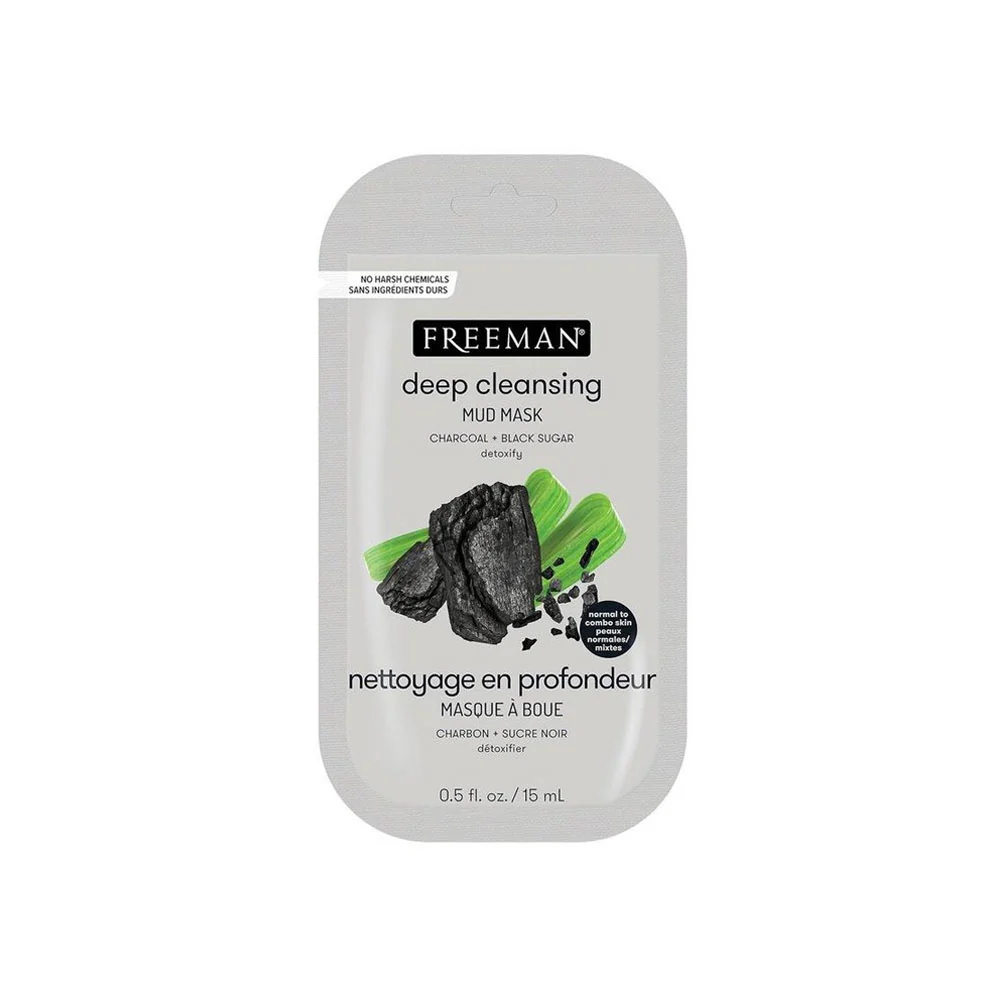 Freeman Mud Mask Deep Cleansing Charcoal + Black Sugar 15ml - Image 2