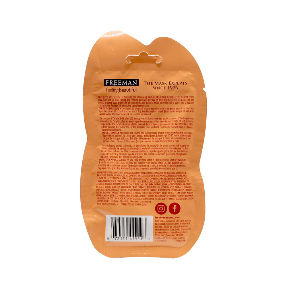 Freeman Peel Off Clay Mask Clearing Sweet Tea + Lemon 15ml - Image 2
