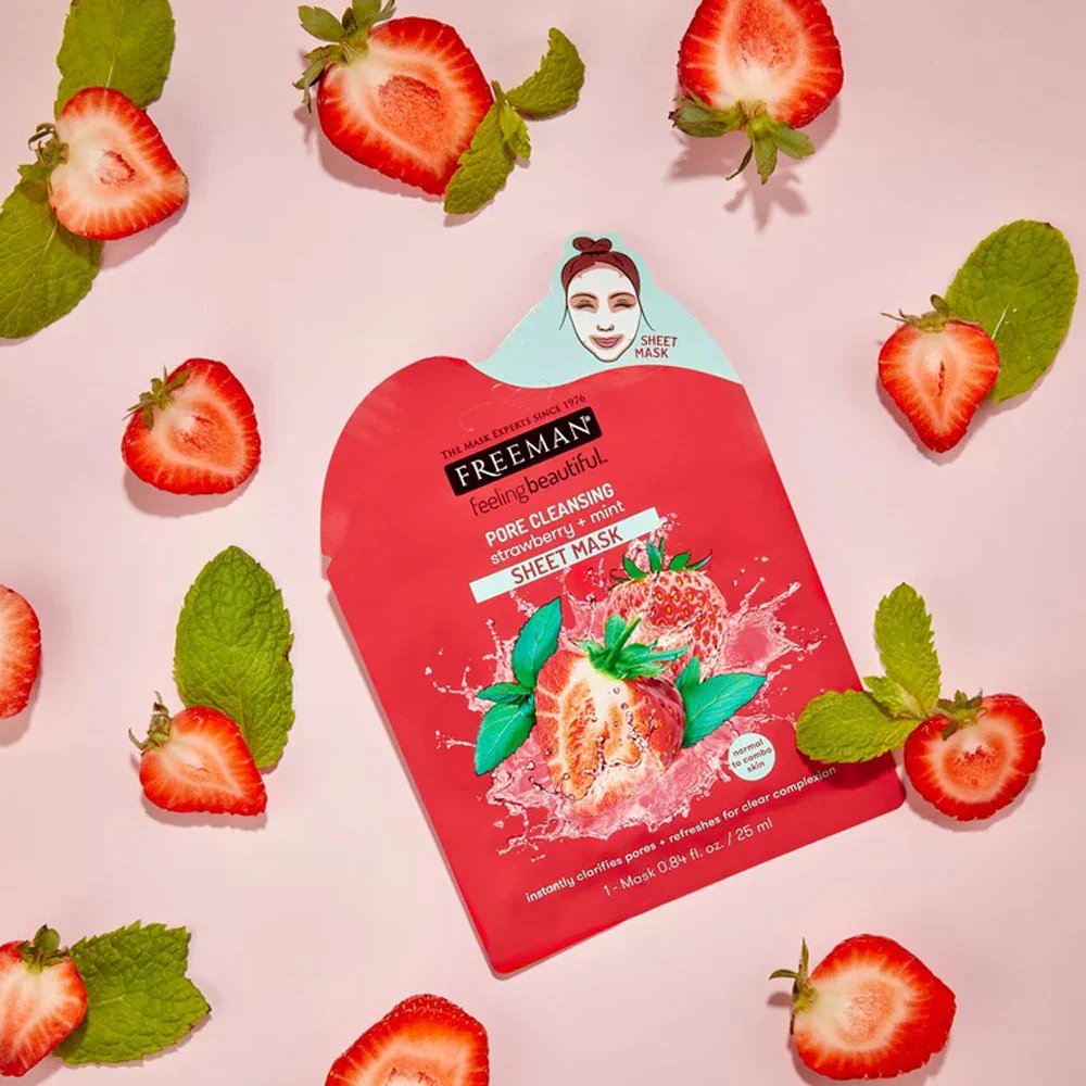 Freeman Sheet Mask Pore Cleansing Strawberry + Mint 25ml - Image 2