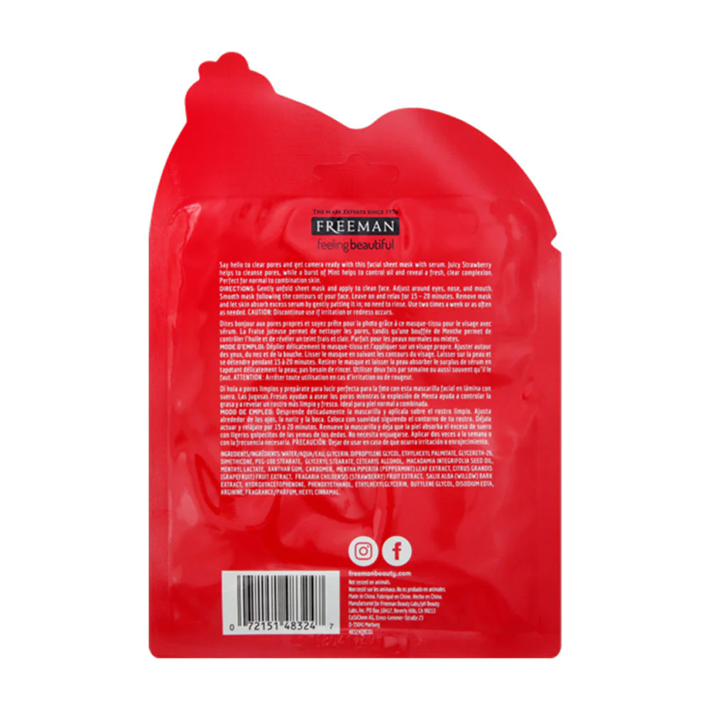 Freeman Sheet Mask Pore Cleansing Strawberry + Mint 25ml - Image 3