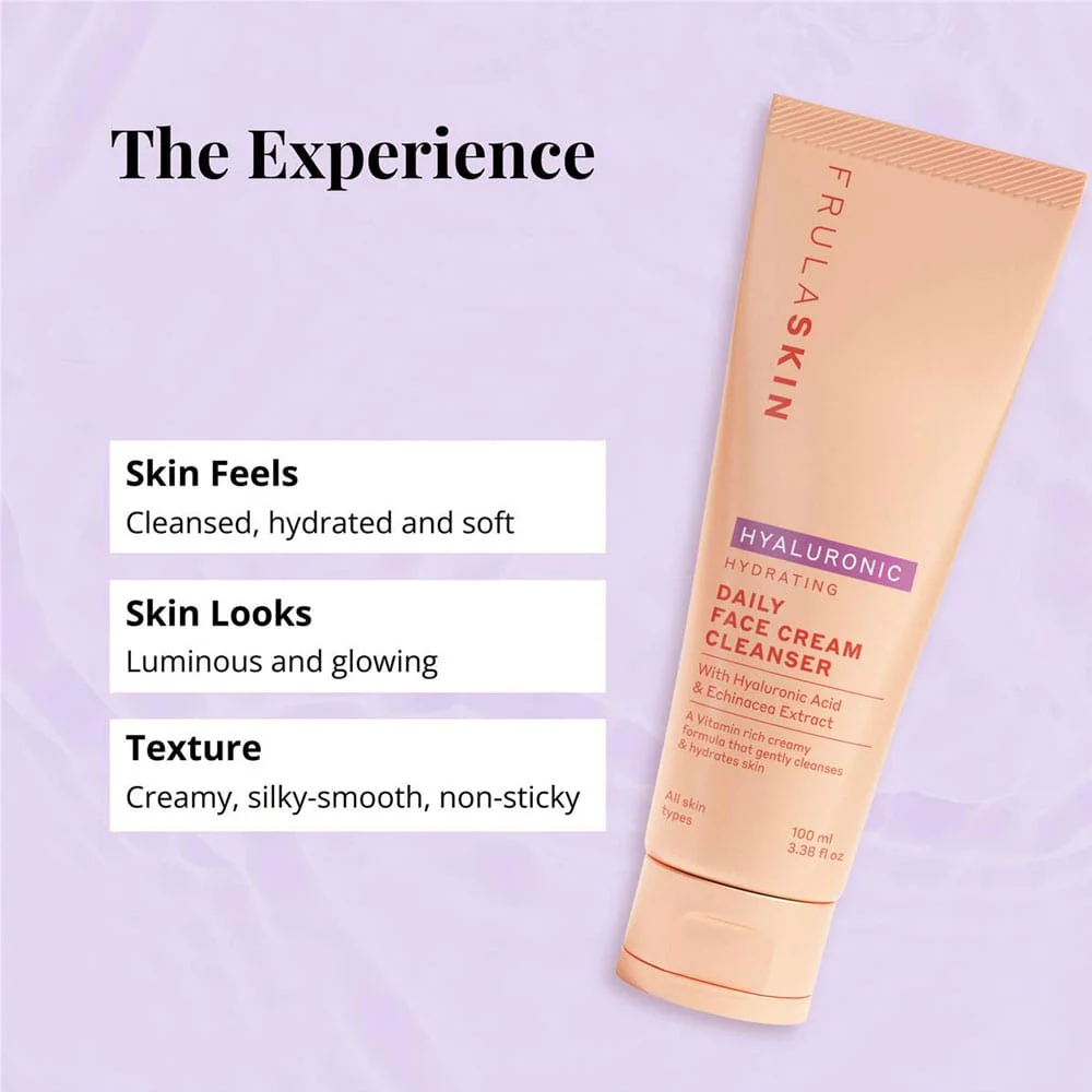 Frula Skin Daily Face Cream Cleanser Hydrating With Hyaluronic Acid & Echinacea Extract 100ml - Image 3