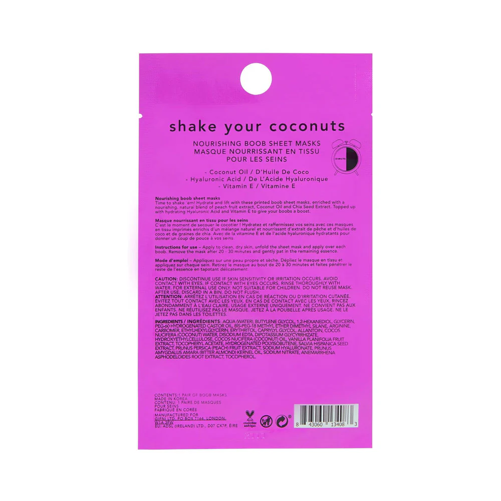 Holler & Glow Printed Boob Sheet Masks Shake Your Coconuts 15ml - Image 3