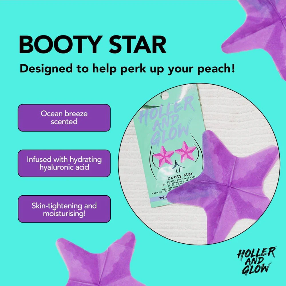Holler & Glow Printed Bum Sheet Mask Booty Star 20ml - Image 3