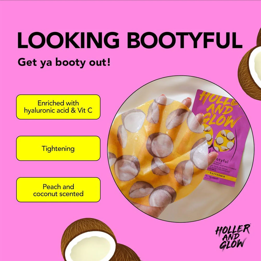 Holler & Glow Printed Bum Sheet Masks Looking Bootyful 35ml - Image 2