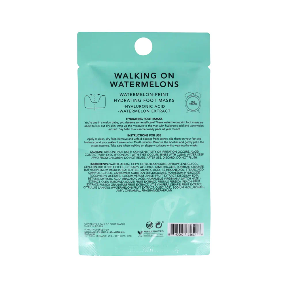 Holler & Glow Printed Foot Masks Walking On Watermelons 18ml - Image 2