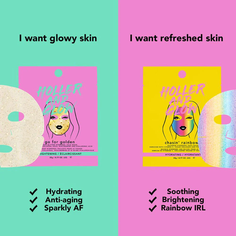 Holler & Glow Rainbow Hydrogel Face Mask Chasin' Rainbows 22g - Image 3