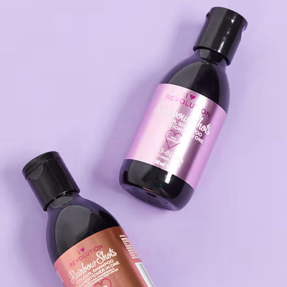 I Heart Revolution Rainbow Shots Colour, Shampoo, & Conditioner In One Pink Universe 100ml - Image 3
