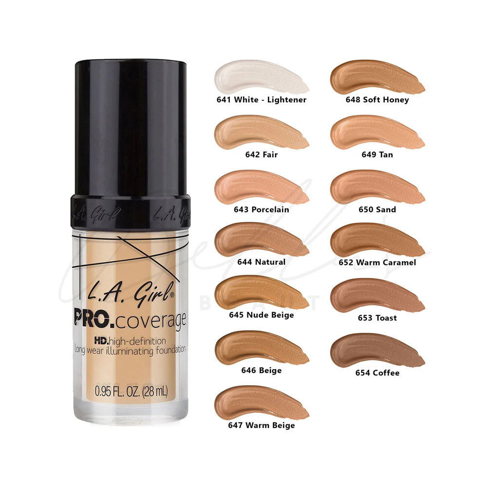 LA Girl HD Pro Coverage Long Wear Illuminating Foundation 646 Beige 28ml - Image 2