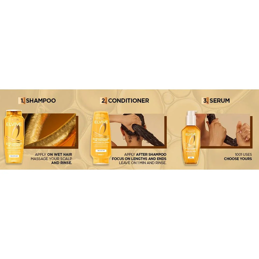 L'Oreal Elvive Extraordinary Oil Coconut Shampoo 300ml - Image 4