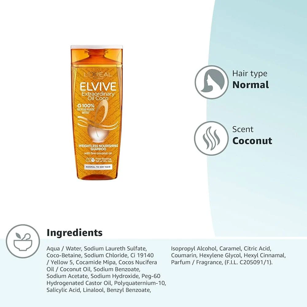 L'Oreal Elvive Extraordinary Oil Coconut Shampoo 300ml - Image 5
