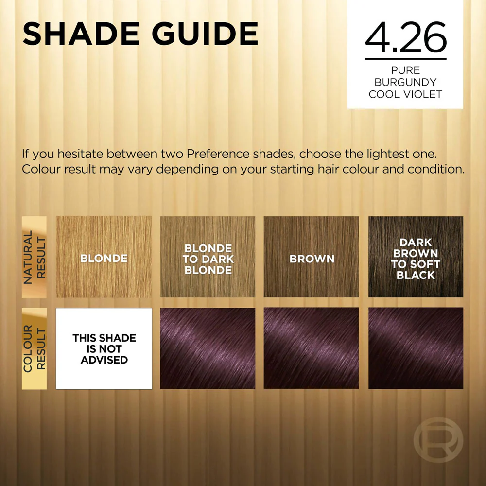 L'Oreal Paris Hair Colour Preference Luminous Colour 4.26 Tuscany Pure Burgundy Cool Violet - Image 3
