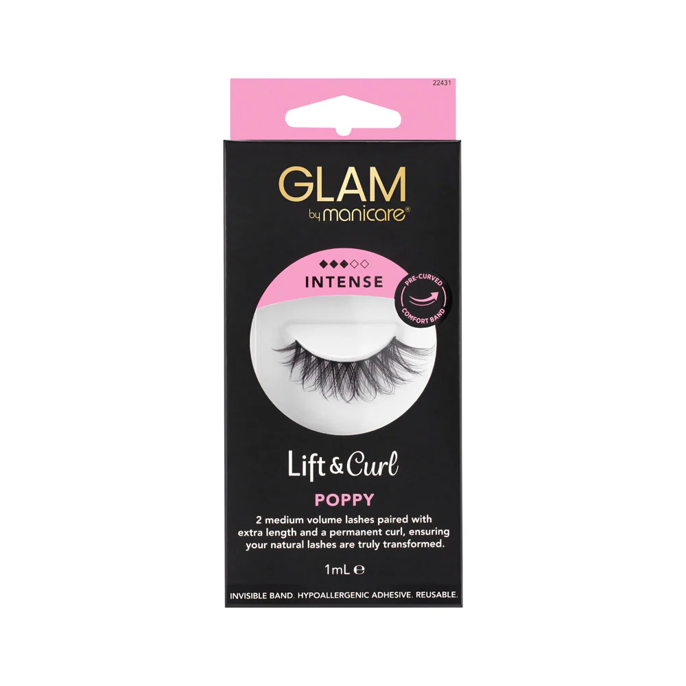 Manicare Glam Lashes Glam Lift & Curl Poppy Intense Hypoallergenic Adhesive Reusable