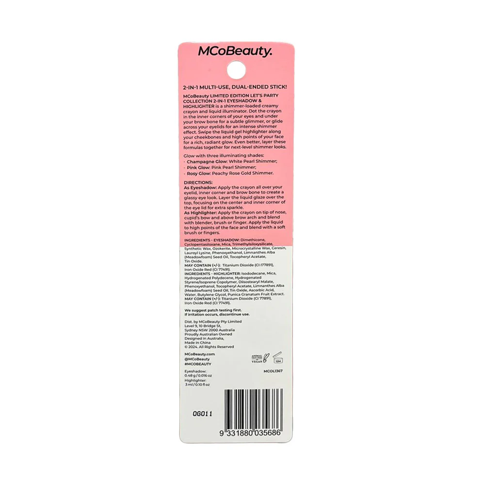MCoBeauty 2-in-1 Eyeshadow & Highlighter Dual Ended Stick Champagne Glow - Image 3