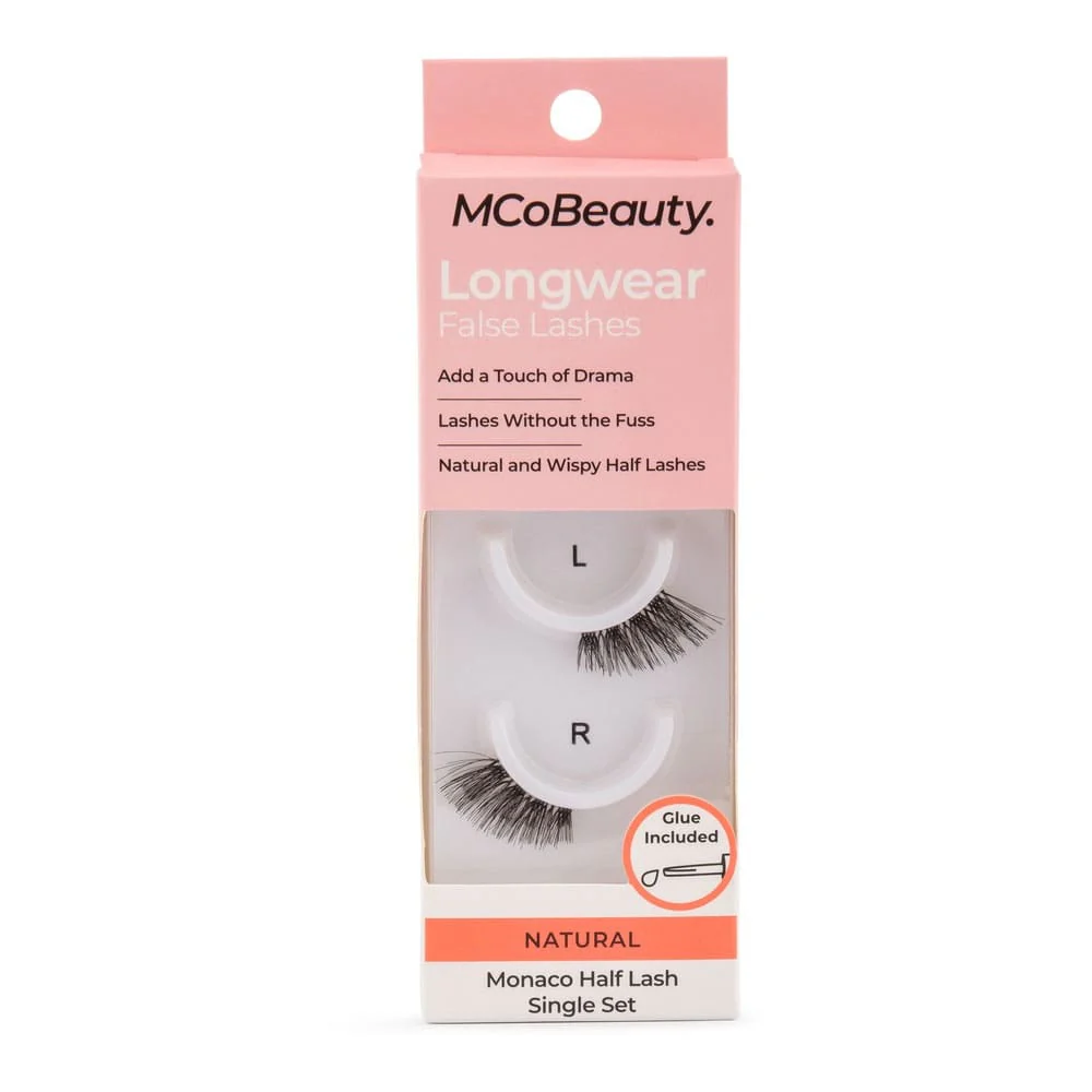 MCoBeauty Longwear False Lashes Natural Monaco Half Lash Single Set - Image 2